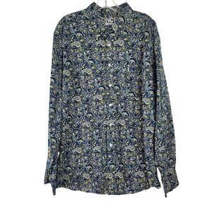 CINCH Modern Fit Green Blue Paisley Men's Button Down Size XL 100% Cotton